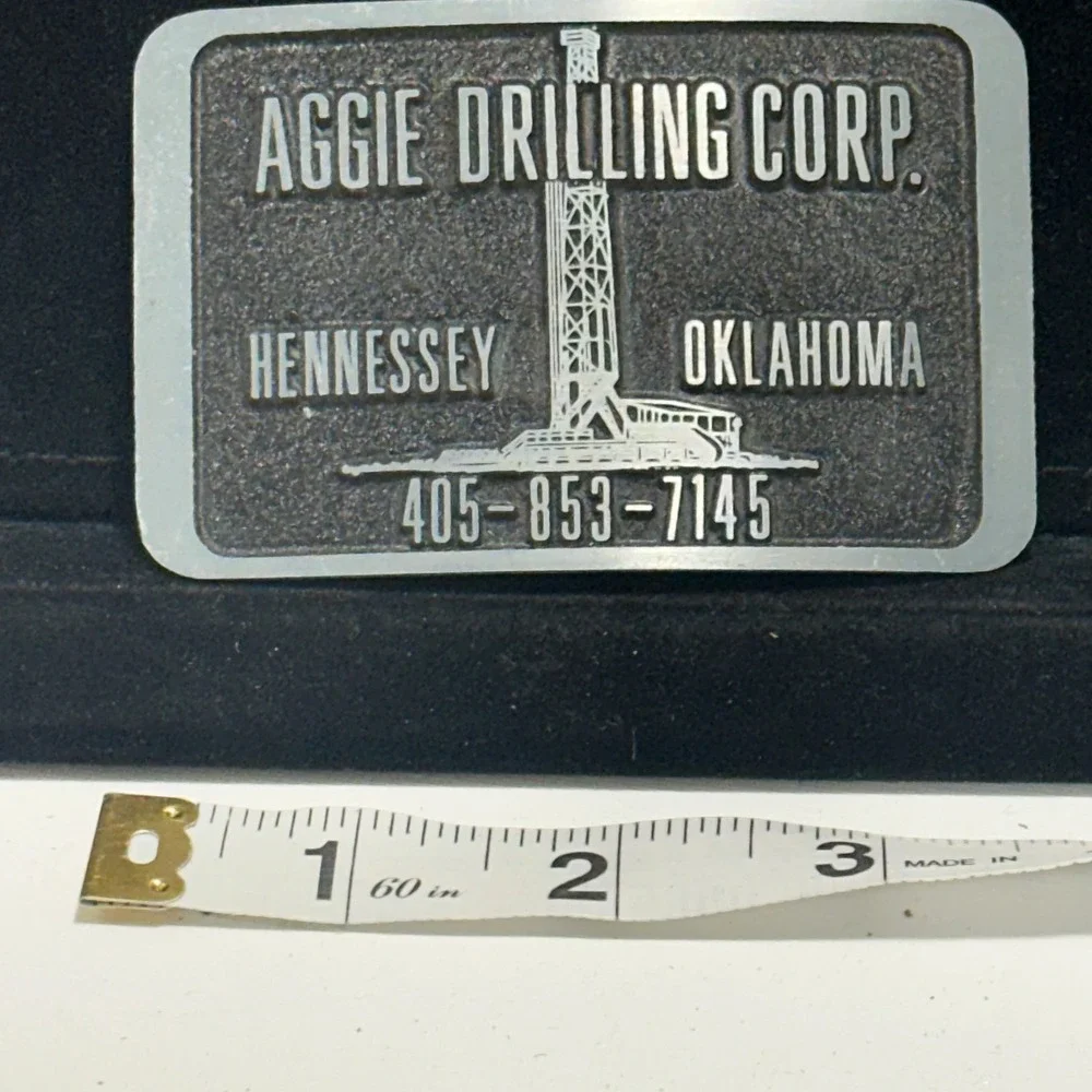 Vintage Aggie Drilling Hennessey Oklahoma Oilfield Rig Advertising Belt Buckle